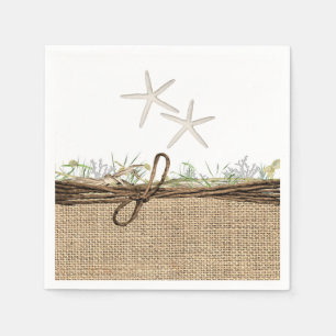 Serviette En Papier Plage Côtière Rustique Étoile de Mer Toile de Jute