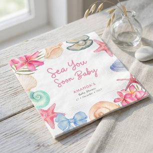 Serviette En Papier Plage de coquillages à bientôt Baby Shower