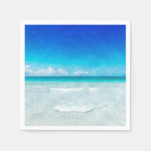 Serviette En Papier Plage de l'océan côtier à Turquoise Aqua Turquoise