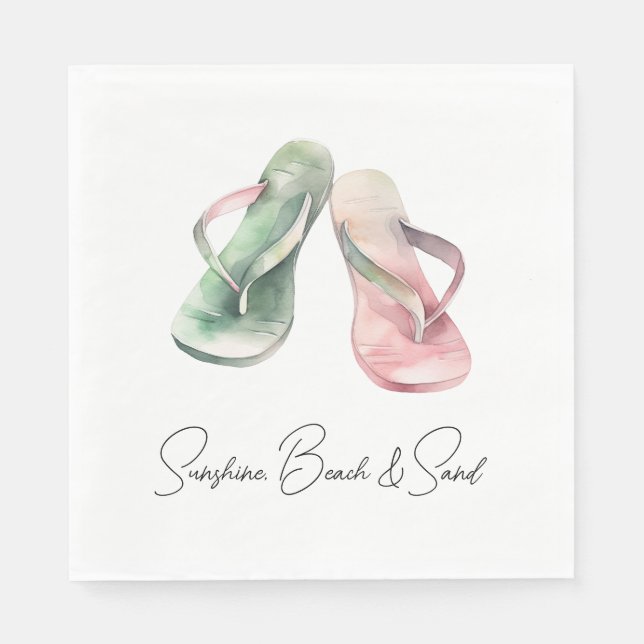 Serviette En Papier Plage de Mint Pink Sunshine Flip Flops (Devant)