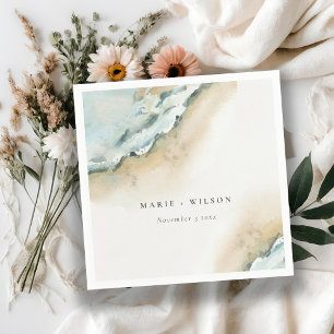Serviette En Papier Plage de sable de mer côtière Mariage nautique