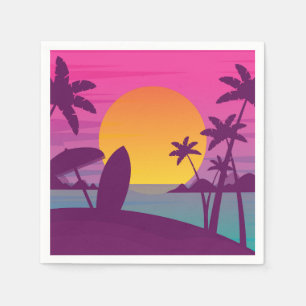 Serviette En Papier Plage de surf de coucher de soleil violet
