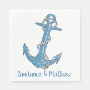 Serviette En Papier Plage de voile Océan Bleu Mariage nautique serviet