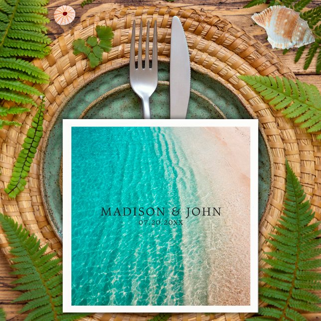 Serviette En Papier Plage d'été de l'océan Côtier Destination Mariage (Créateur téléchargé)