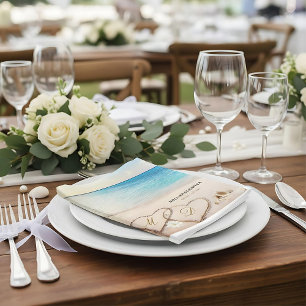 Serviette En Papier Plage d'été tropicale Plage de coeur Côte mariage