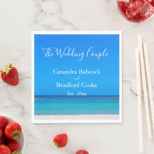 Serviette En Papier Plage Mariage Blue Ocean Napkins