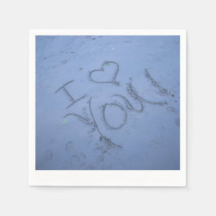 Serviette En Papier Plage Mariage Sand Message I Love You Papier Napki