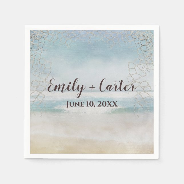 Serviette En Papier Plage Ocean mariage Avec Net (Devant)