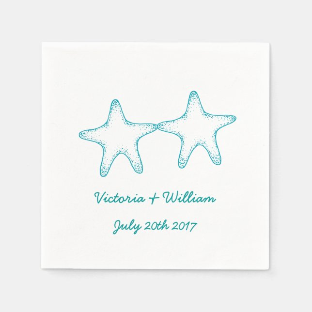 Serviette En Papier Plage personnalisée Mariage Starfish (Devant)