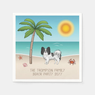 Serviette En Papier Plage Tropicale d'été de Chien de Papillon noir et