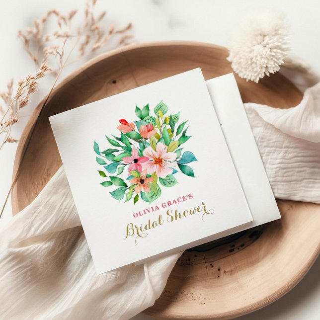 Serviette En Papier Plage tropicale fleurie douche nuptiale (Créateur téléchargé)