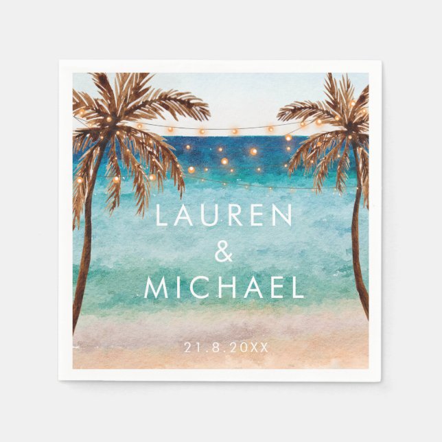 Serviette En Papier plage tropicale mariage serviettes (Devant)