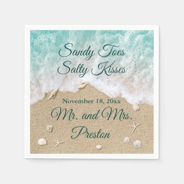 Serviette En Papier Plage Waves Sandy Toes (Devant)