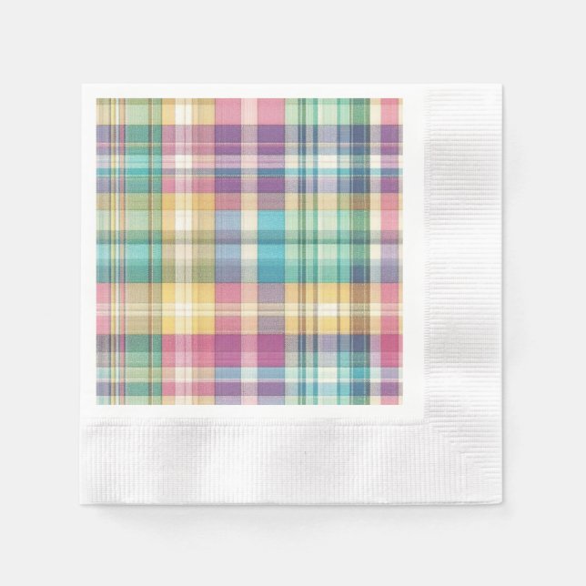 Serviette En Papier Plaid au printemps/Pâques/tartan (Devant)