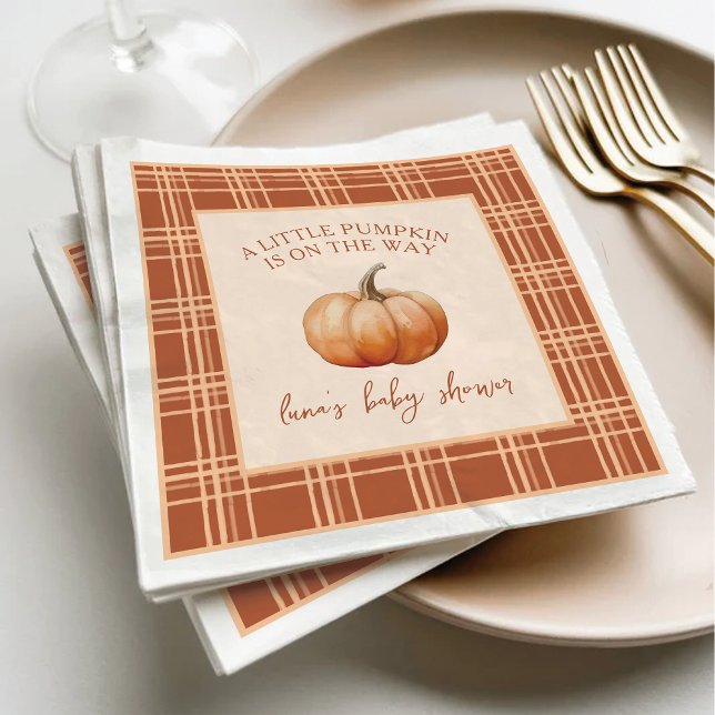 Serviette En Papier Plaid Automne Un Petit Baby shower Citrouille (Créateur téléchargé)