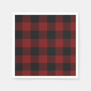 Serviette En Papier Plaid classique de bisons rouges rustiques   Vérif