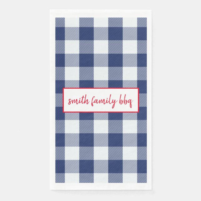 Serviette En Papier Plaid de buffle bleu et blanc personnalisé (Devant)