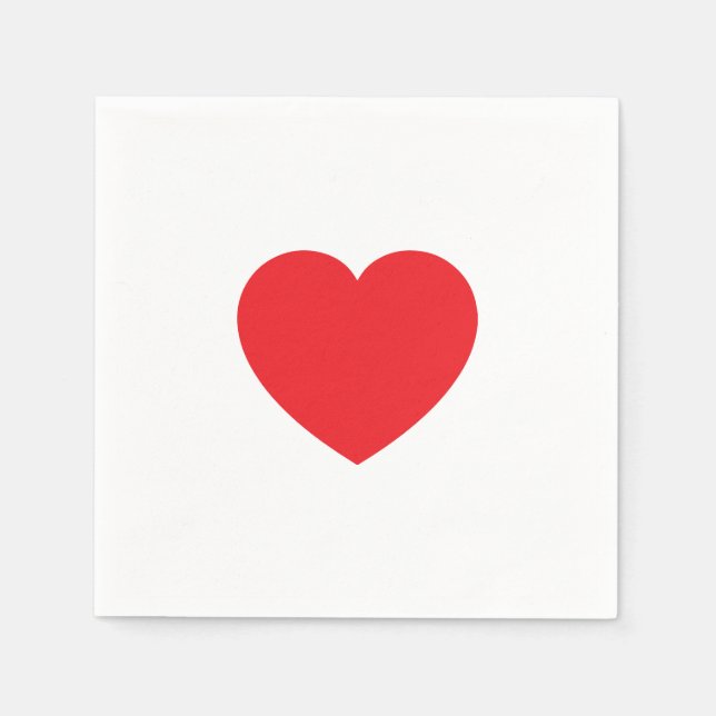 Serviette En Papier Plain Modern White Red Love Heart Graphic (Devant)