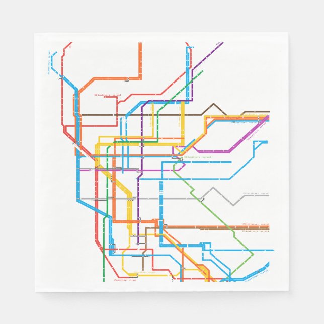 Serviette En Papier Plan du métro de la ville (Devant)