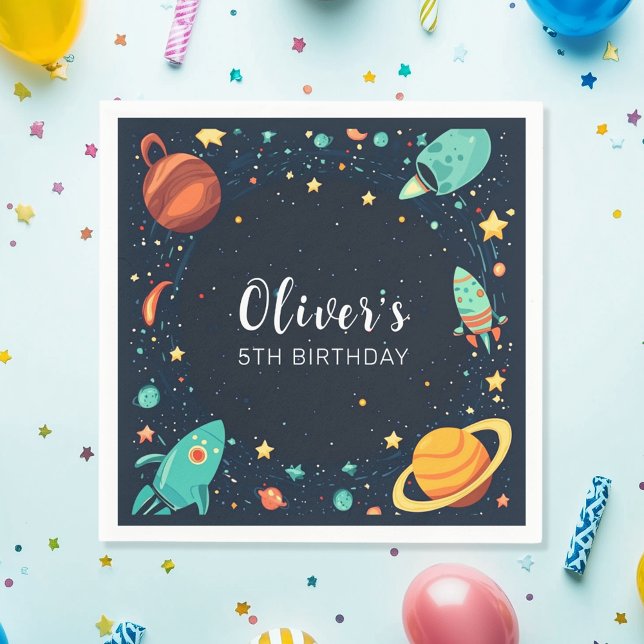 Serviette En Papier Planètes spatiales Galaxy Anniversaire (Créateur téléchargé)