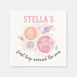 Serviette En Papier Planètes spatiales Galaxy Rose Girl 1er anniversai