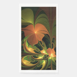 Serviette En Papier Plante de fantaisie abstraite vert rouille marron