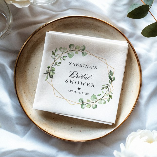 Serviette En Papier Plantes de Baby Shower Greenery Feuilles d'Eucalyp (Créateur téléchargé)