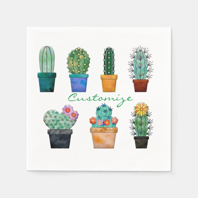 Serviette En Papier Plantes de Cactus assortés Thunder_Cove (Devant)
