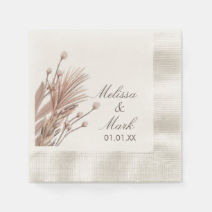 Serviette En Papier Plantes de coton Pampas dessinées à la main en mon