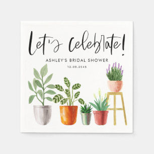 Serviette En Papier Plantes en pot aquarelle bohème pour une baby show