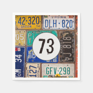 Serviette En Papier Plaque de licence rouillée 73e anniversaire
