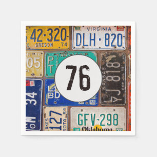 Serviette En Papier Plaque de licence rouillée 76e Anniversaire servie