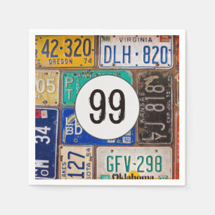 Serviette En Papier Plaque de licence rouillée 99e Anniversaire servie
