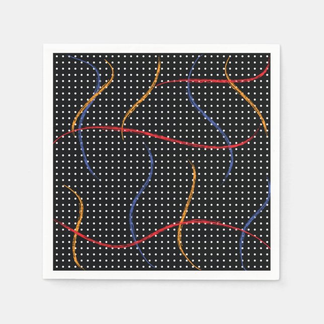 Serviette En Papier Plaque et points de peinture rétro (Devant)