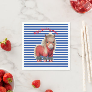 Serviette En Papier Plaque Papier Bande Bleue Rouge Pony