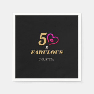 Serviette En Papier Plaque papier Black and Gold 50th Birthday Party