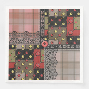 Serviette En Papier Plaque vintage rétro à damiers patchwork boho