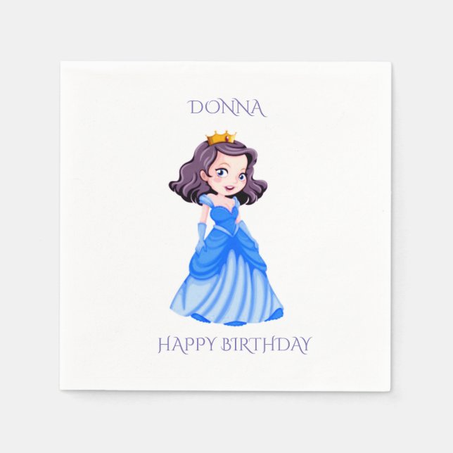 Serviette En Papier Plaques d'anniversaire Princesse avec nom personna (Devant)