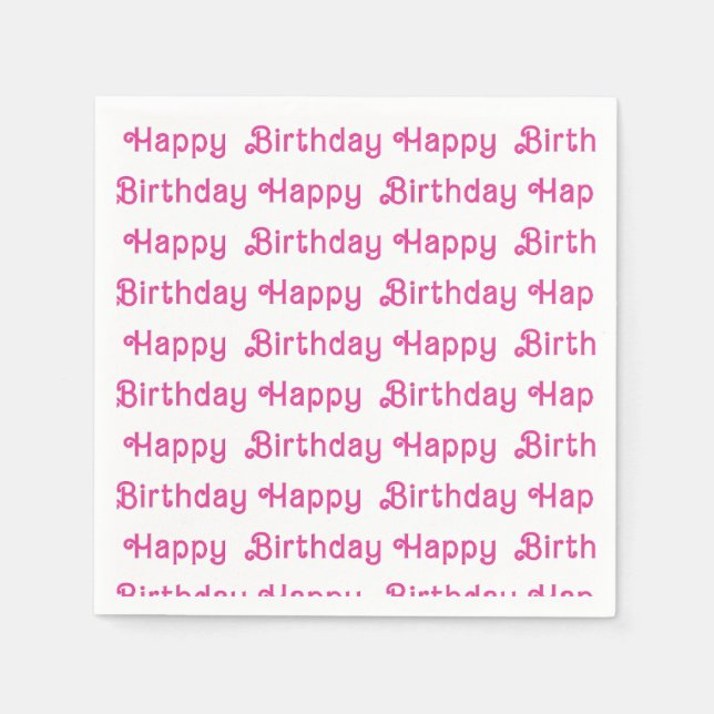 Serviette En Papier Plaques de fête d'anniversaire rose (Devant)