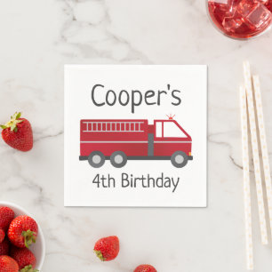 Serviette En Papier Plaques de papier de camion-feu pour pompier Anniv