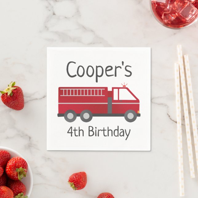 Serviette En Papier Plaques de papier de camion-feu pour pompier Anniv (En situation)