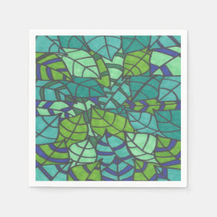 Serviette En Papier Plaques de papier Feuille tropicales vertes