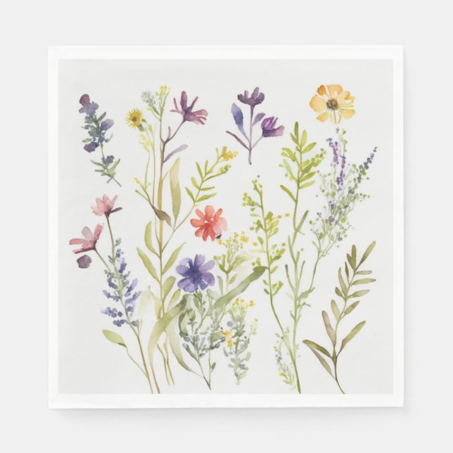 Serviette En Papier Plaques de pique-nique - Jolies Fleurs sauvages (Devant)