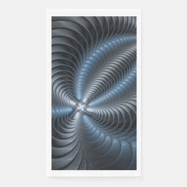 Serviette En Papier Plastique bleu gris 3D Fractal Art moderne Abstrai (Devant)