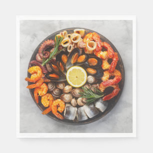Serviette En Papier Plateau de fruits de mer