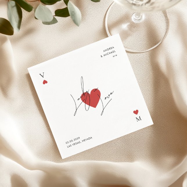 Serviette En Papier Playing Card Heart Casino Nevada Vegas Wedding (Créateur téléchargé)