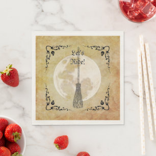 Serviette En Papier Pleine Lune Sorcière Fantaisiste