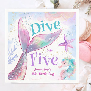 Serviette En Papier Plongez dans cinq Sirène 5e Anniversaire papier