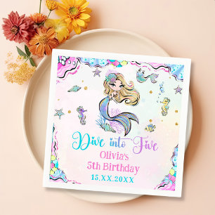 Serviette En Papier Plongez dans cinq sirènes fille 5e anniversaire fê
