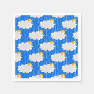Serviette En Papier Pluie de nuages de soleil Design Motif bleu